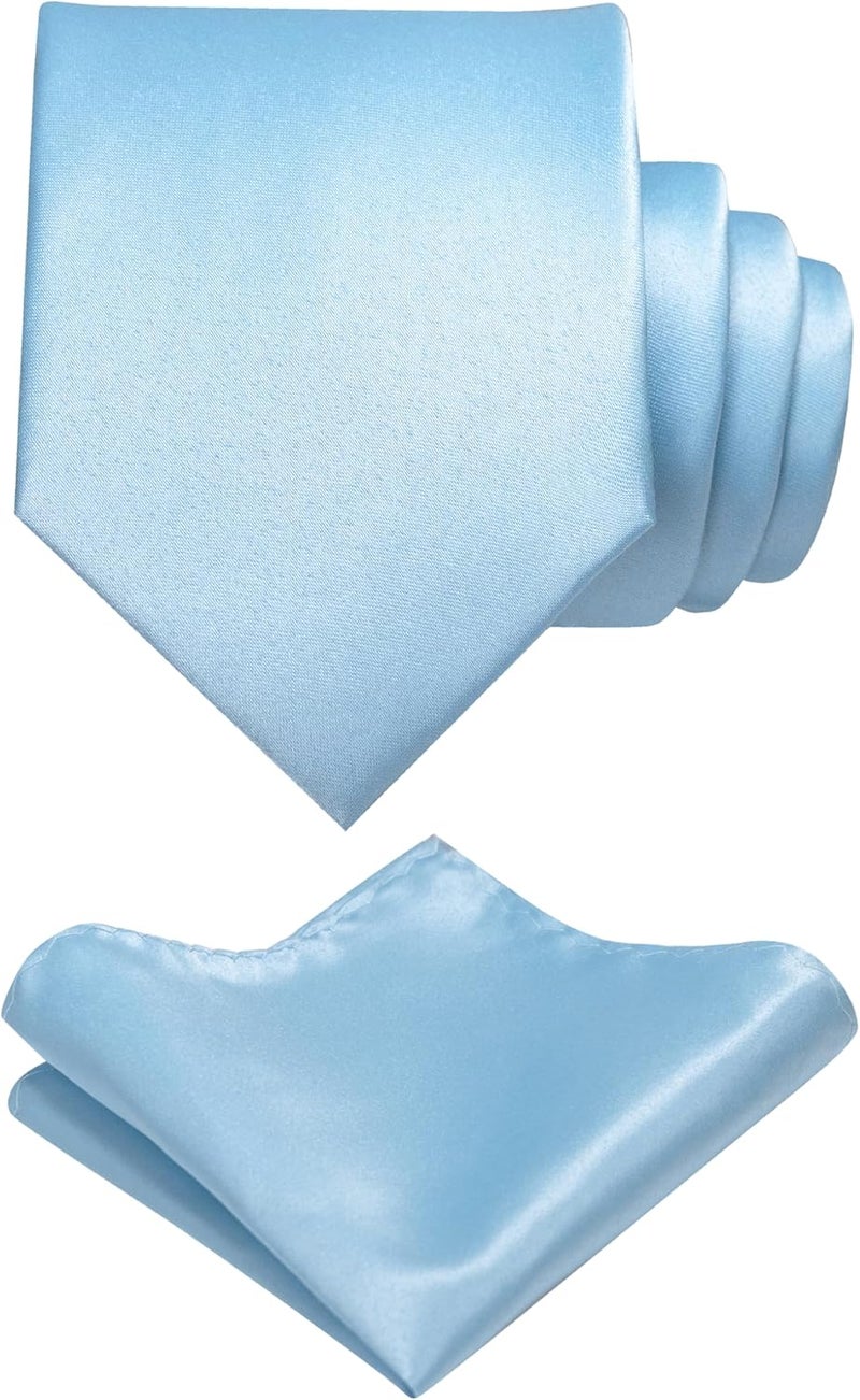 RBOCOTT Solid Color Tie and Pocket Square Hankerchief with Lapel Pin Set for Men - Image 1